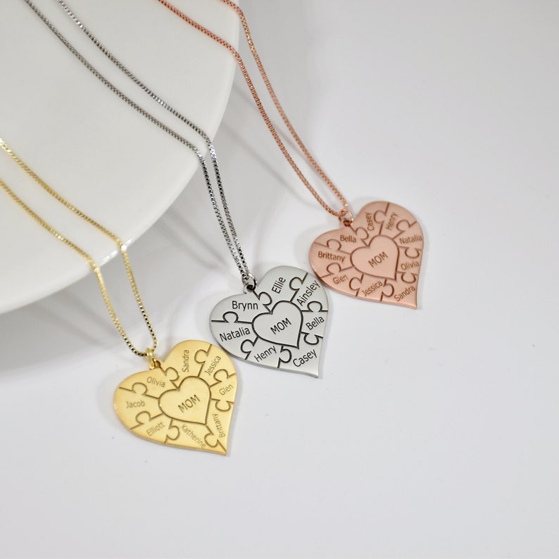 Personalized Heart Puzzle Necklace Custom Heart Necklace Etsy UK
