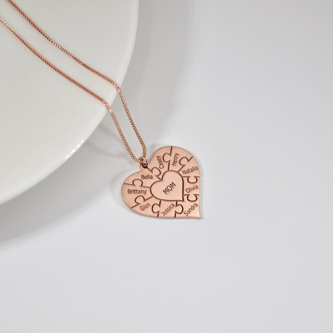 Personalized Heart Puzzle Necklace Custom Heart Necklace Etsy