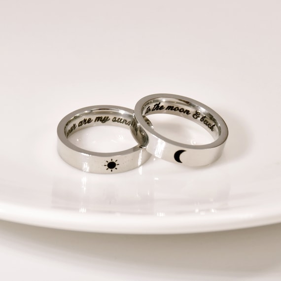 Moon Sun Couple Rings Moon and Sun Ring Set Matching Rings - Etsy