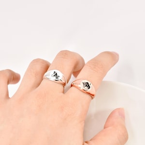 Zodiac Ring, Personalized Zodiac Signet Ring, Initial Gold Signet Ring, Custom Initial Ring, Astrology Ring, Birthday Gift, Bridesmaid Gifts