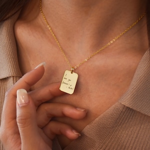Handwriting Jewelry, Memorial Signature Necklace, Engraved Necklace, Actual Kid&#39;s Handwriting Gift for Grandma, Personalized Gift for Her