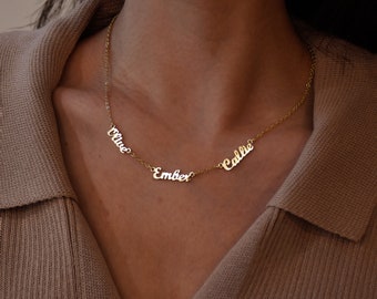 Collier plusieurs noms, cadeau pour elle, collier deux noms, collier d'amitié, collier de famille, collier grand-mère, cadeau de Noël pour la fête des mères