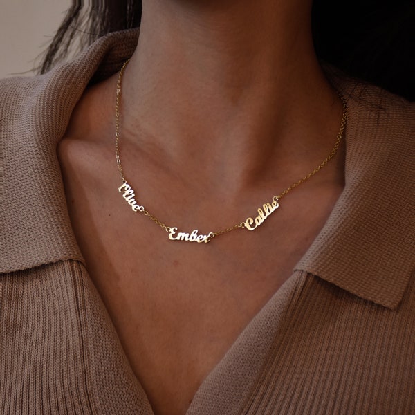 Collier de noms multiples, cadeau pour elle, collier à deux noms, collier d’amitié, collier de famille, collier de grand-mère, cadeau de Noël pour la fête des mères