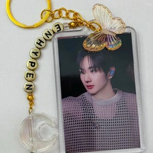 K-Pop Acryl Foto Karten Schlüsselanhänger, Kpop Foto Kartenhalter, Taschenaccessoire, Taschenanhänger, Enhypen doppelseitige Fotokarte, Jay und Jungwon
