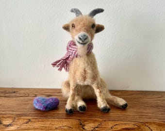 Needle Felted Animal: Handmade Miniature Goat Collectible