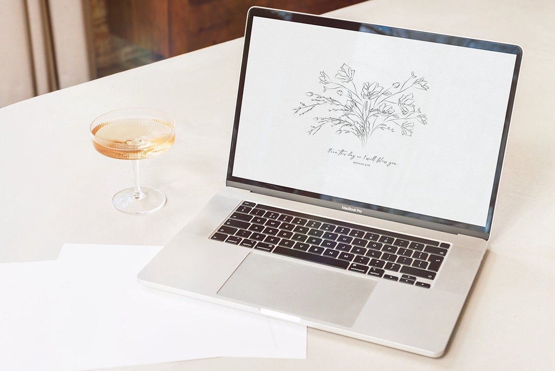 Haggai 2:19, Bible Verse Desktop Wallpaper, Flower Line Art PC