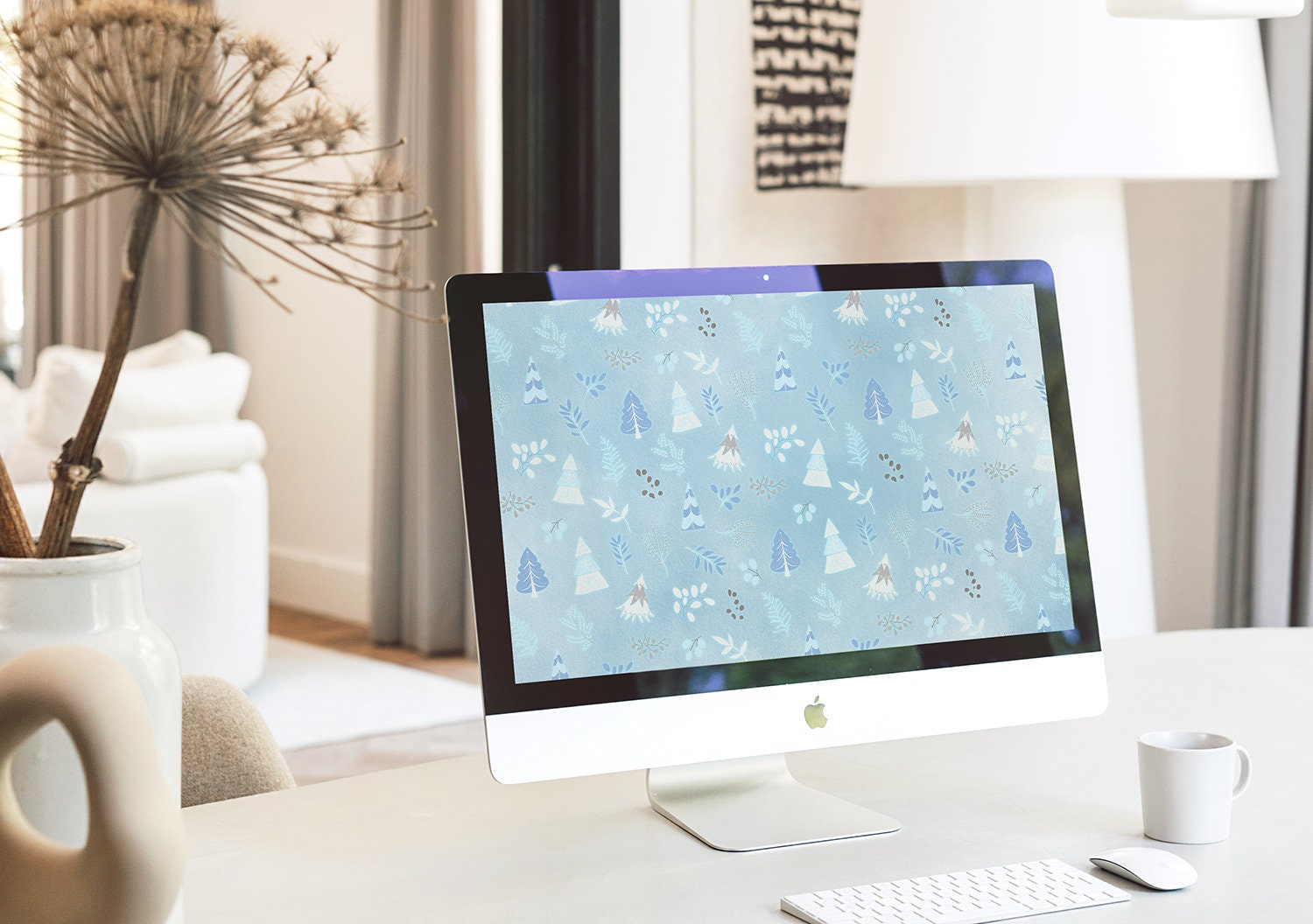 Light Blue Tree Leaf Desktop Wallpaper, Sky Blue/pastel Tree PC