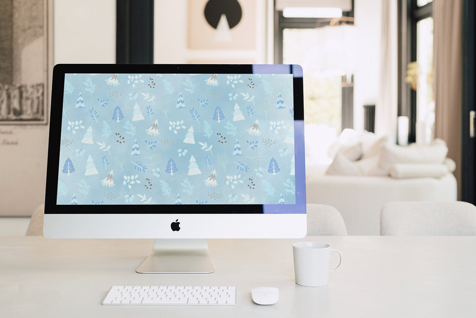 Light Blue Tree Leaf Desktop Wallpaper, Sky Blue/pastel Tree PC