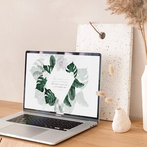 With All Your Heart, Bible Verse Desktop Wallpaper, Floral PC Wallpaper