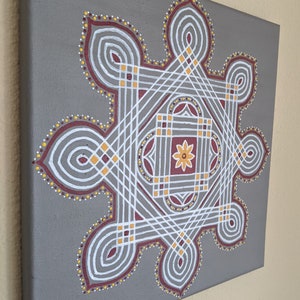 Padi Kolam on Canvas/Rangoli/South Indian/Kolam Wall Art image 2