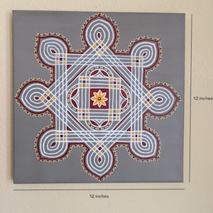 Padi Kolam on Canvas/Rangoli/South Indian/Kolam Wall Art image 7