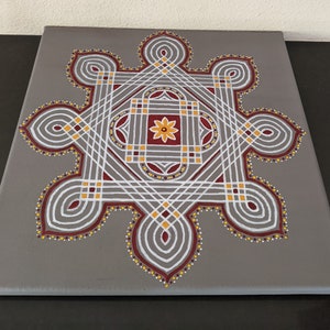 Padi Kolam on Canvas/Rangoli/South Indian/Kolam Wall Art image 3