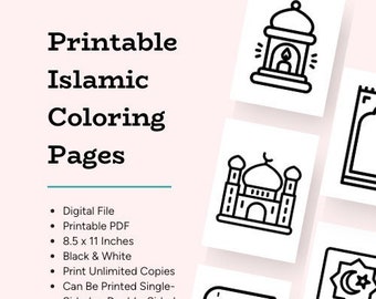 48 Simple Islamic Coloring Pages For Little Muslims | Ages 1-4 | Printable PDF | Black & White