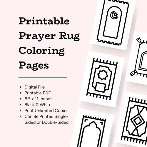 99 Prayer Rug Coloring Pages For Little Muslims | Printable PDF | Black & White | 99 Pages