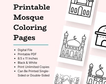 99 Mosque Coloring Pages For Little Muslims | Ages 6+ | Printable PDF | Black & White | Simple to Complex