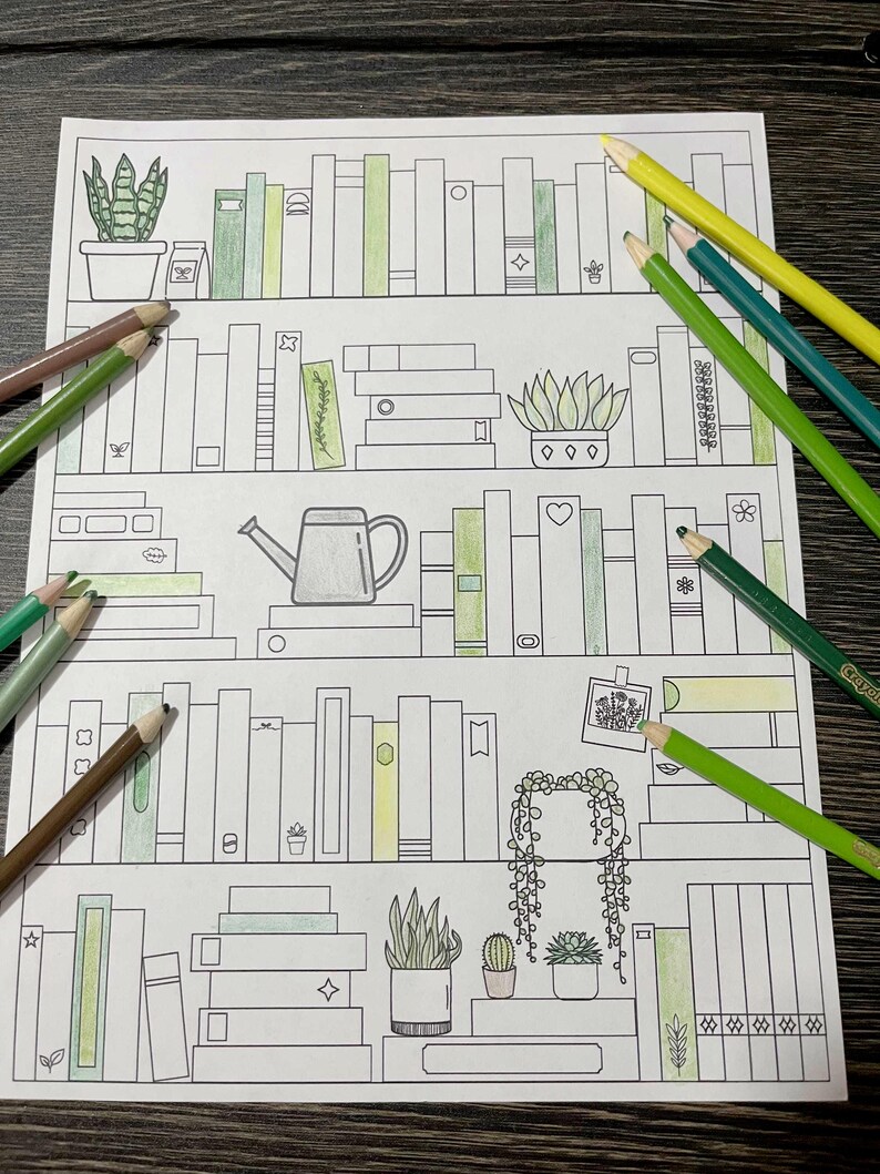 100-book Reading Tracker Bookshelf – Plant Theme Coloring Log (PDF) - Etsy