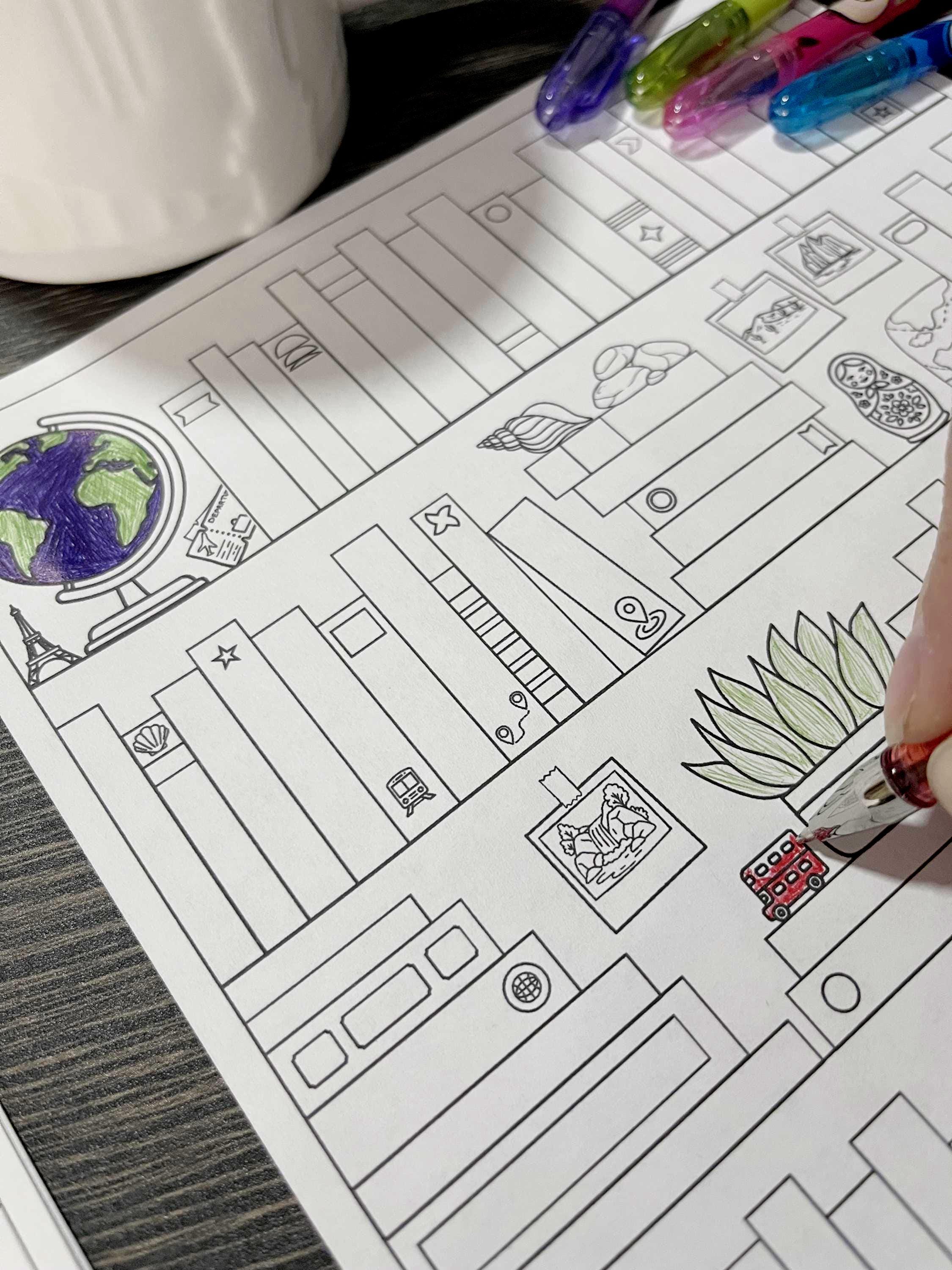 100-book Reading Tracker Bookshelf – Travel Theme Coloring Log (PDF) - Etsy