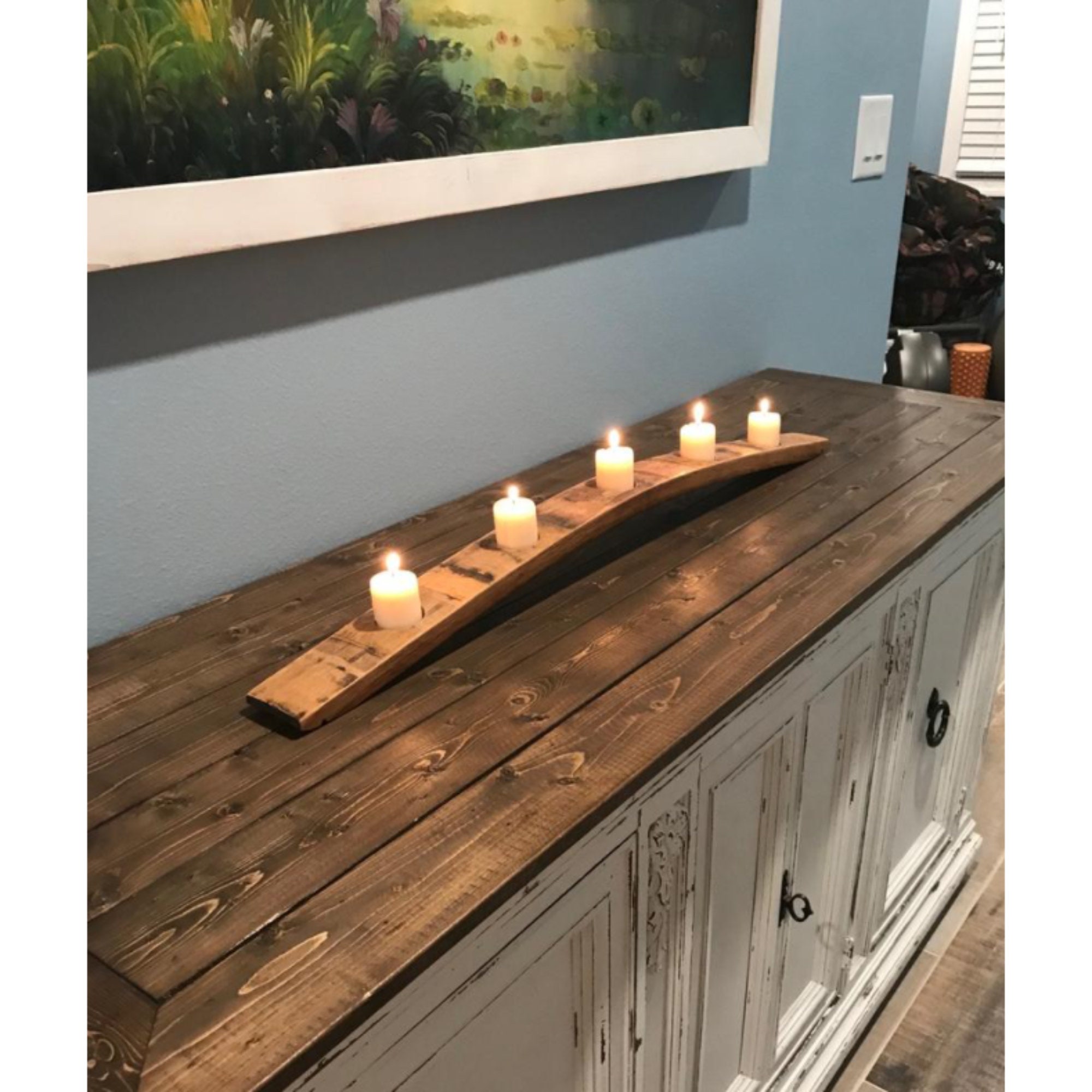 Wine Barrel full Stave Candle holder centerpiece Great Etsy