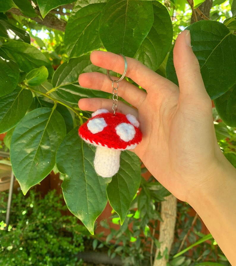 Crochet Mushroom Keychain Etsy