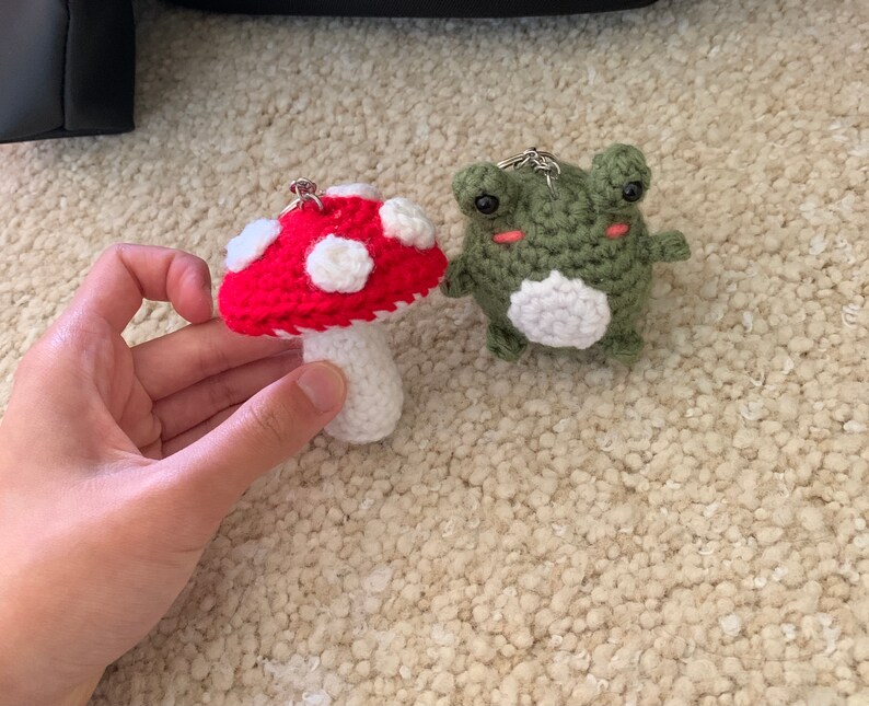Crochet Mushroom Keychain Etsy