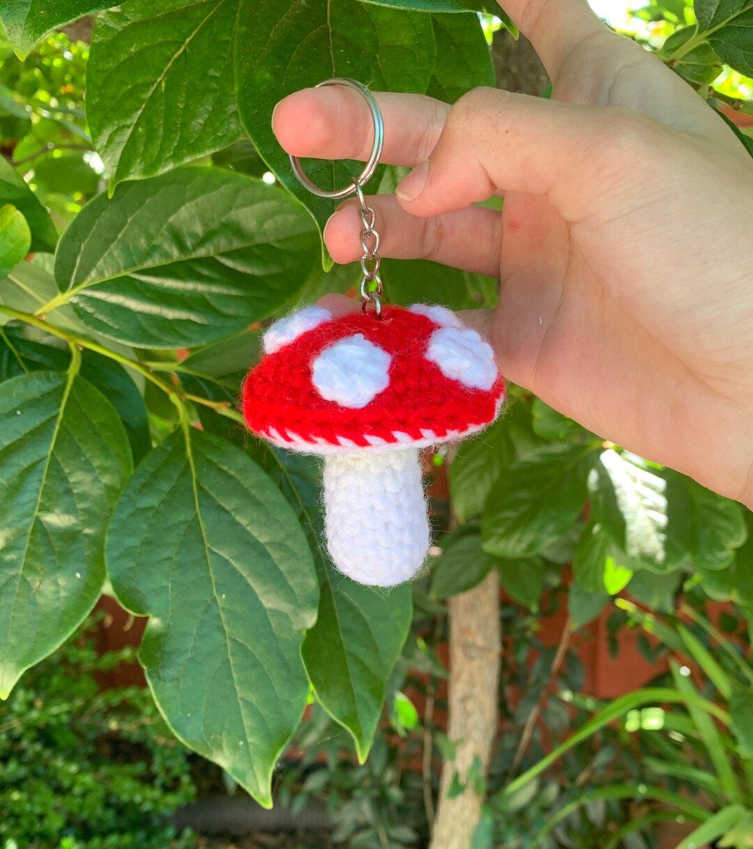 Crochet Mushroom Keychain Etsy