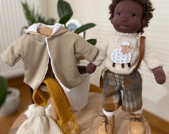 Handmade & Organic Waldorf Doll for Children With Set of Clothes