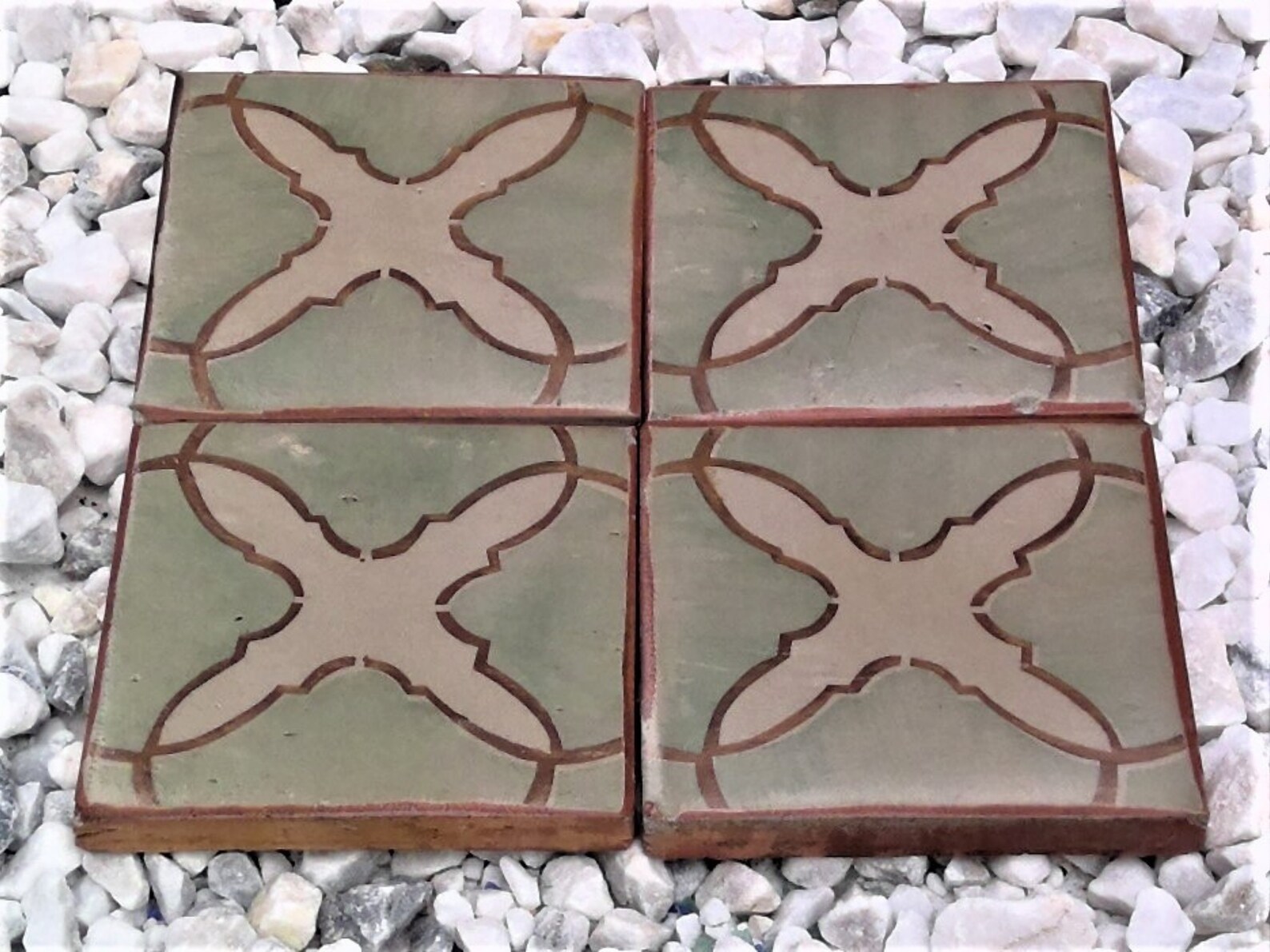 Hand Painted Terracotta Tile Classic yet Contemporary Unique Etsy