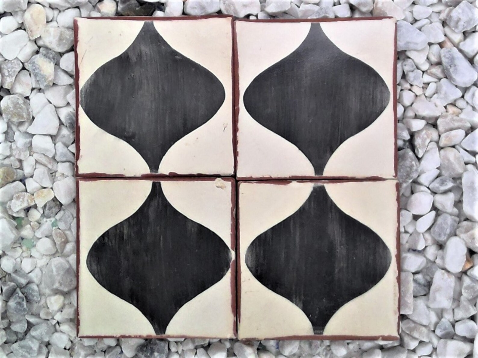 Hand Painted Terracotta Tile Classic Yet Contemporary Unique Etsy