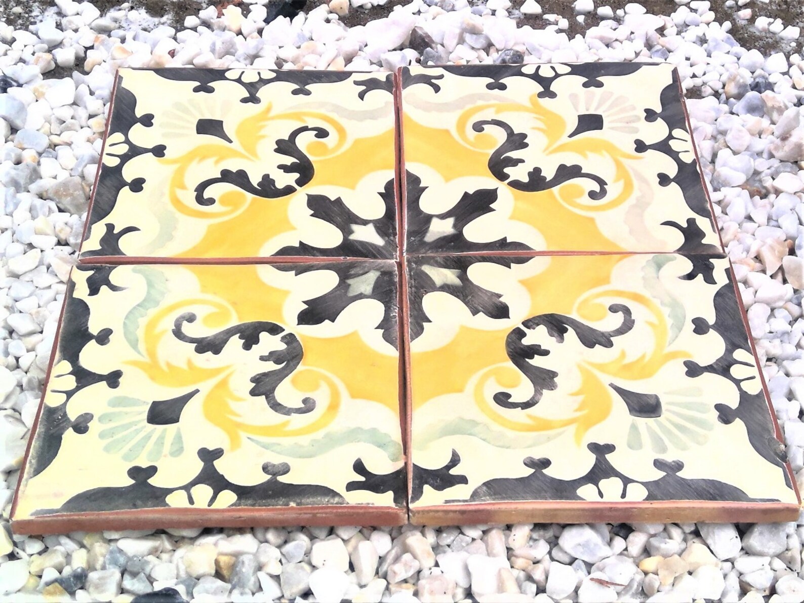 Hand Painted Terracotta Tile Classic yet Contemporary Unique - Etsy