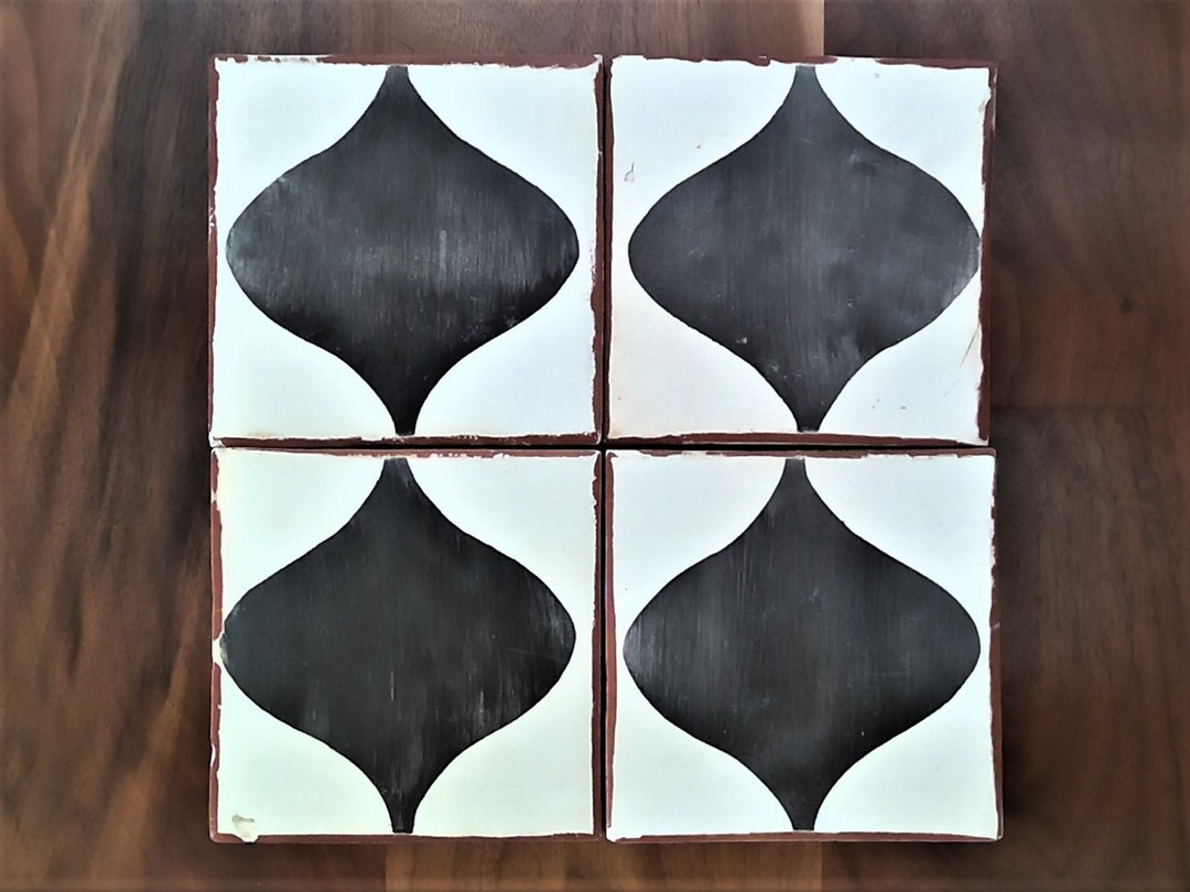 Hand Painted Terracotta Tile Classic yet Contemporary Unique - Etsy