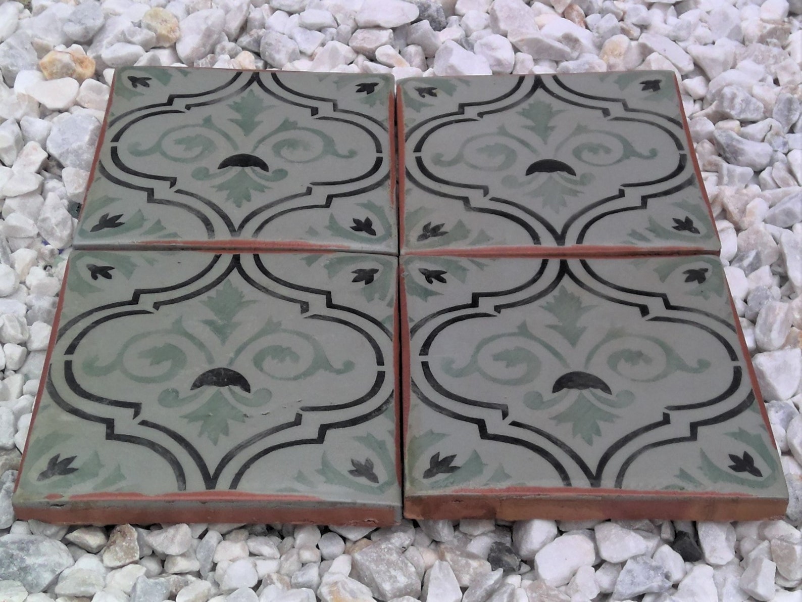 Hand Painted Terracotta Tile, Classic yet Contemporary, Unique Design