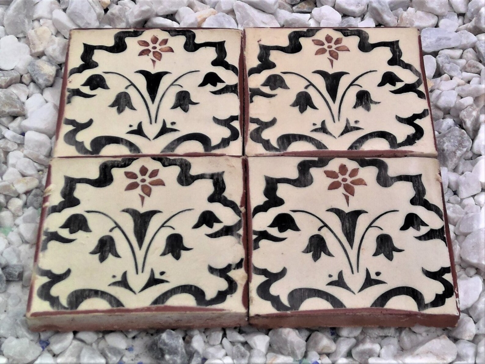 Hand Painted Terracotta Tile Classic yet Contemporary Unique - Etsy