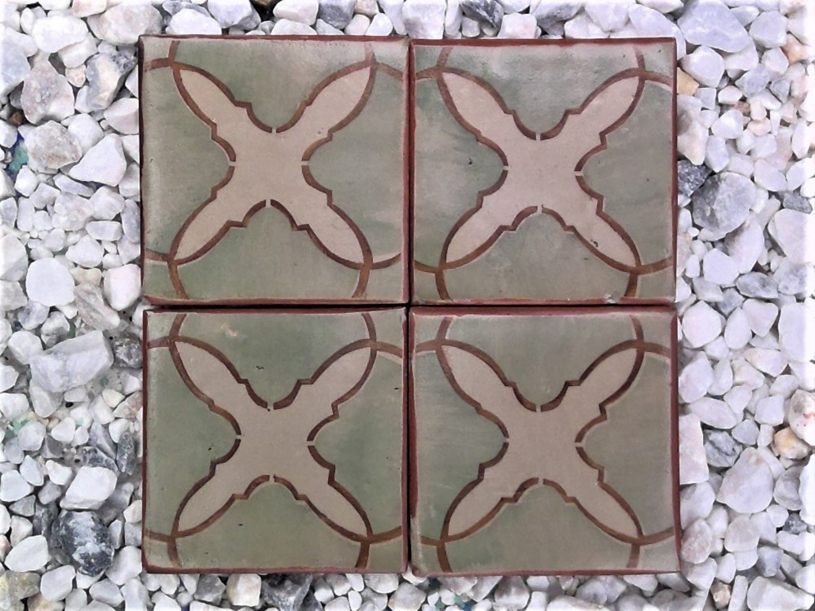 Hand Painted Terracotta Tile Classic yet Contemporary Unique - Etsy