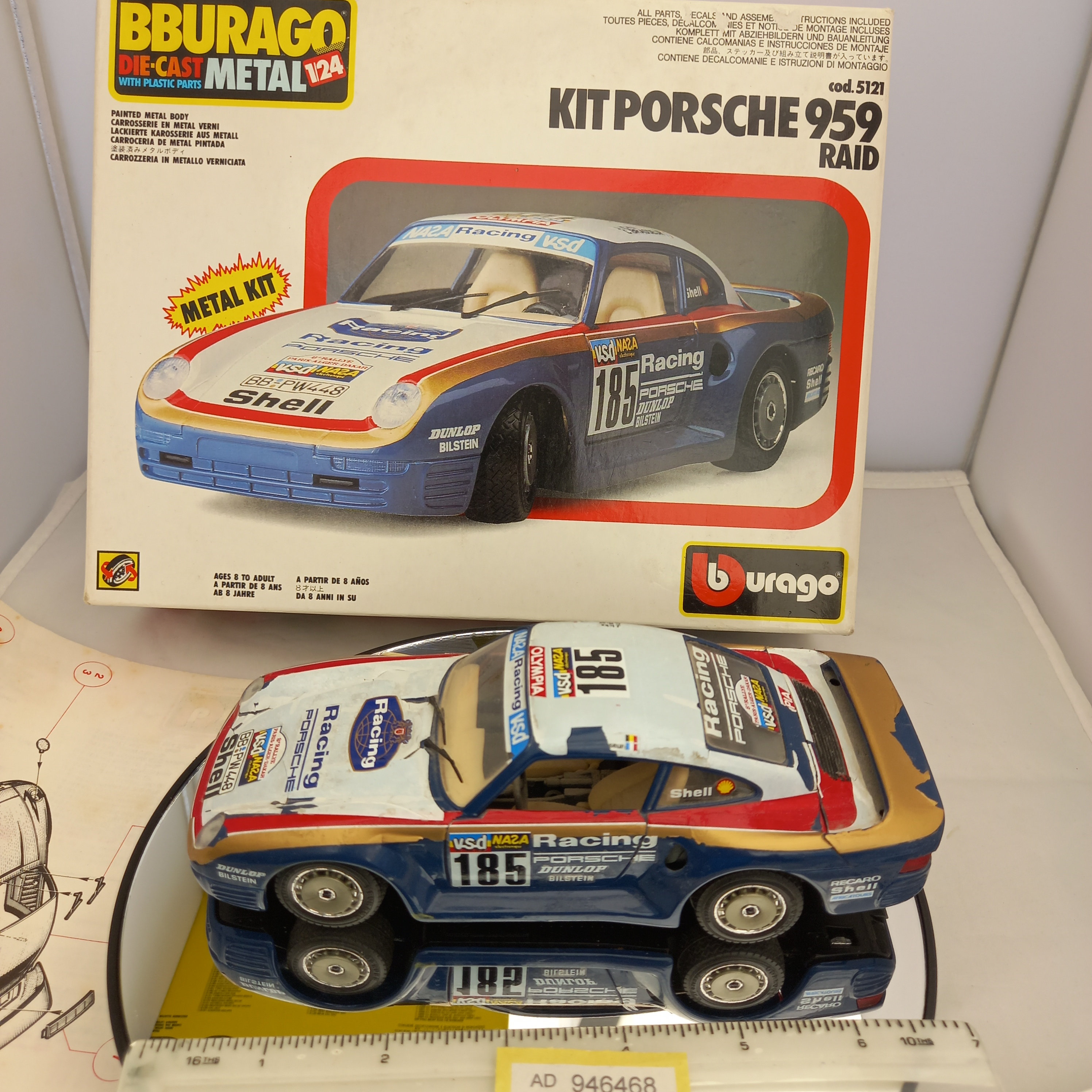 Bburago 5121 Metal Model Kit Porsche 959 Raid Assembled as in