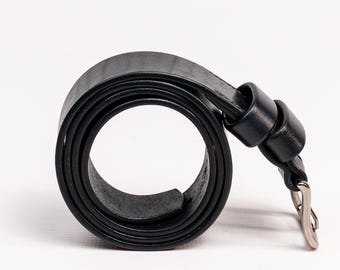 Black Leather Belt, Handcrafted and Hand Dyed Full Grain Vegetable Tanned Leather