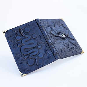 Personalised Leather Grimoire | Hand-shaped All-Seeing Eye Journal | Luxury Handmade Leather Notebook | Architectural Art Object