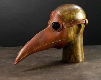 The Plague Doctor Mask | Polarized Lenses | Leather Steampunk | Handmade Romania | Brown