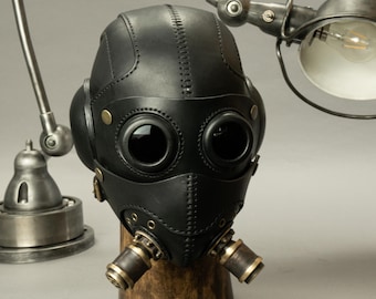 Handmade Leather Cyberpunk Mask, Skull Helmet, Post Apocalyptic Cosplay Respirator Goggles