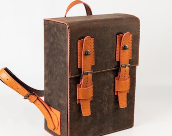 Harrison Leather Backpack, Handmade Brown Leather Travel Backpack, Structured Commuter Bag