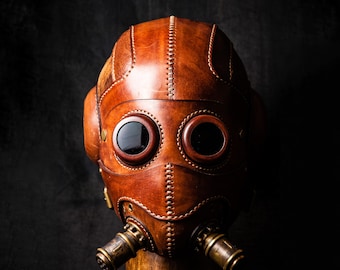 Dust Angel Handmade Leather Gas Mask, Cyberpunk Cosplay Respirator, Post Apocalyptic Steampunk Goggles