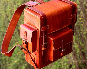 Toshiro Full Grain Leather Backpack | Handcrafted Vegetable Tanned | Heirloom Quality | Made in Romania | Cognac Brown