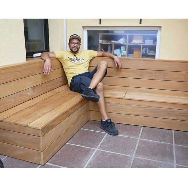 Banc en bois pour terrasse, balcon & jardin - plan de construction à construire soi-même !