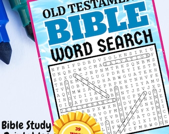 旧約聖書ワードサーチパズルブック | 大人、ティーン、子供向け聖書ゲーム | 聖書研究パズルブック | デジタルダウンロード
