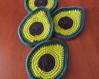 Avocado coasters hand crocheted bright set of 4