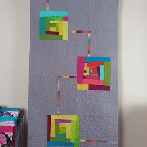 Art Quilt &quot;Social Network&quot; Wall Hanging Improv Quilt Modern Bright