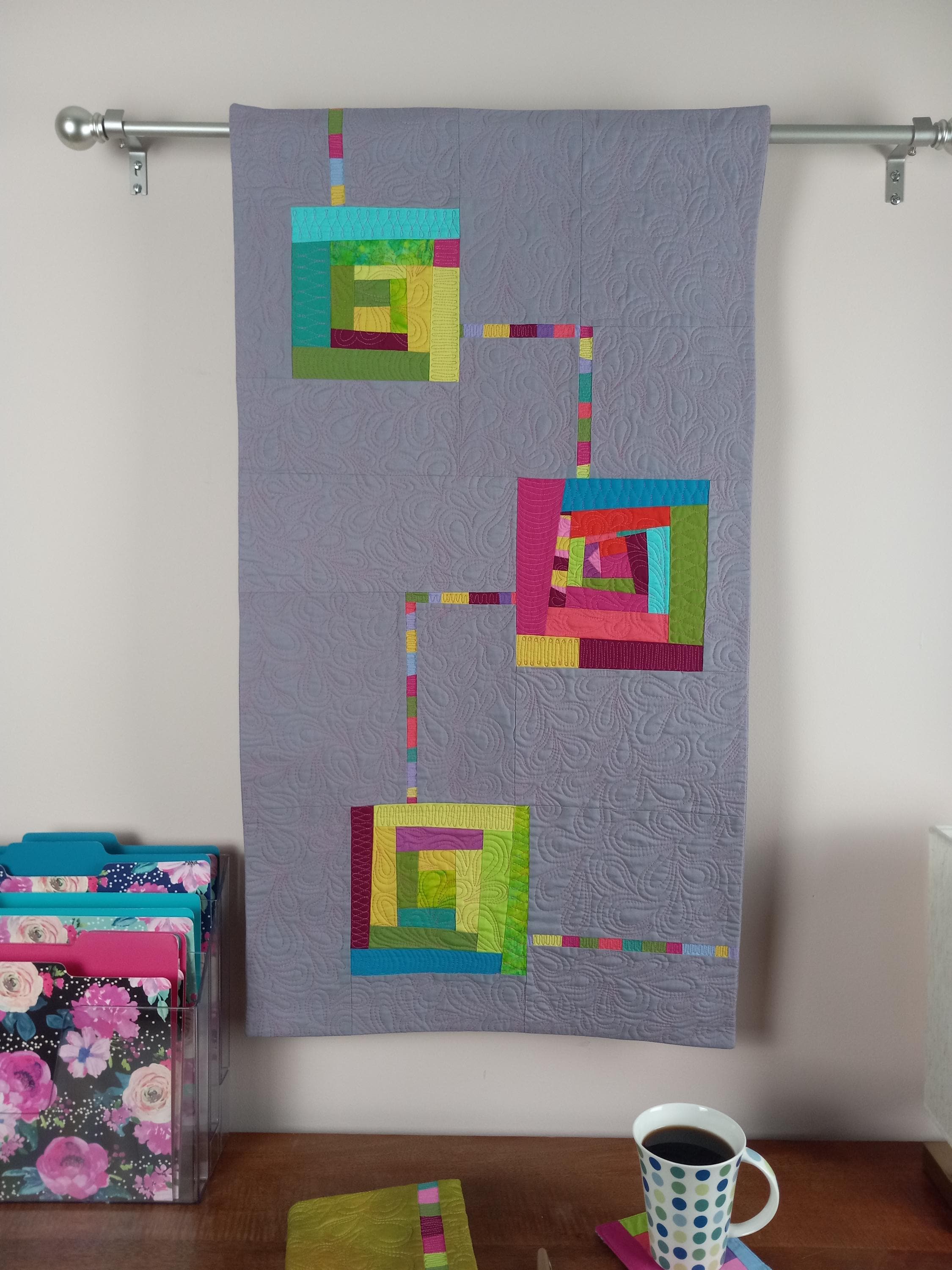 Art Quilt "social Network" Wall Hanging Improv Quilt Modern Bright - Etsy