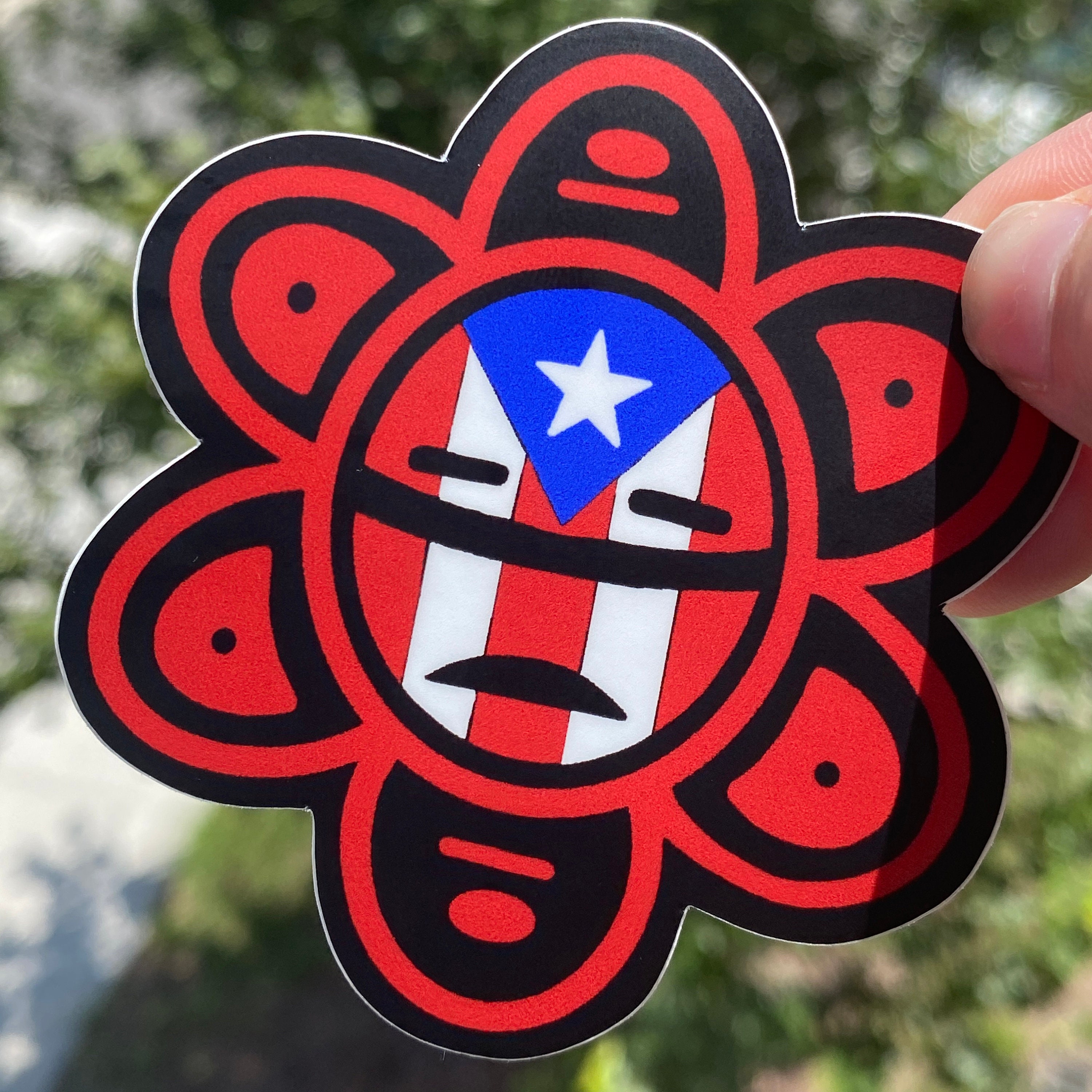 Sol taino con bandera De Puerto Rico Sticker
