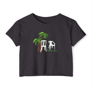 Puerto Rico Drmf  Themed Women&#39;s Festival Crop Top | Casual Summer Tee, Dtmf inspired, Sillas, palmas