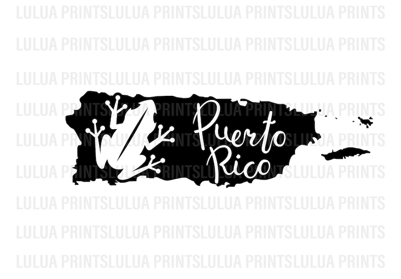 Puerto Rico Map with Coqui PNG (Digital Download) image 1