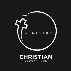 Church premade logo cross circle star with ministry name SVG PNG instant download